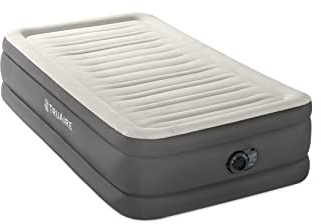 INTEX 64091ED TruAire Luxury Air Mattress: Fiber-Tech – Twin Size – Built-in Electric Pump – 18in Bed Height – 330lb Weight Capacity