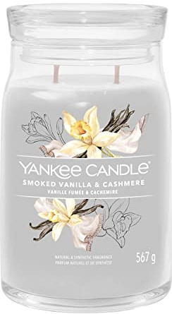 Yankee Candle Signature Duftkerze | große Kerze mit langer Brenndauer „Smoked Vanilla & Cashmere“ | Soja-Wachs-Mix | Perfekte Geschenke für Frauen