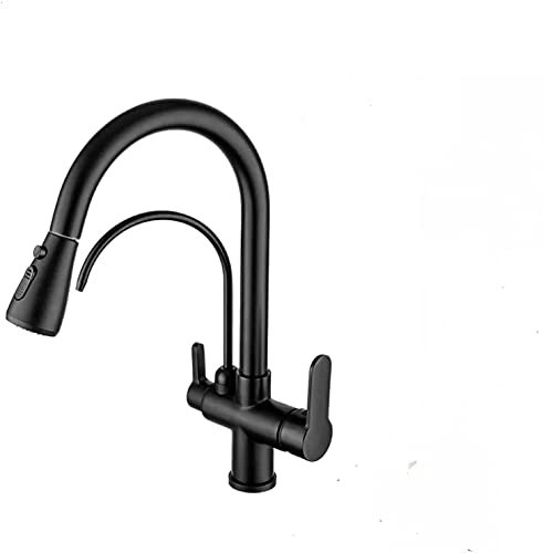 Wasserhahn Messing Wasserhahn Herausziehen Küchenspüle Wasserhahn Filter Trinkwasser Mischer Reinigung Küche Warm- und Kaltmischer Wasserhahn 360 Grad,2