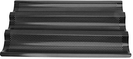 Padella Per Baguette,a Forma di U in Acciaio Inossidabile Riscaldamento Uniforme Design Perforato Teglia da Forno Per Pane Francese, Vassoio da Forno Per Baguette Resistente Per Stampaggio da Forno (