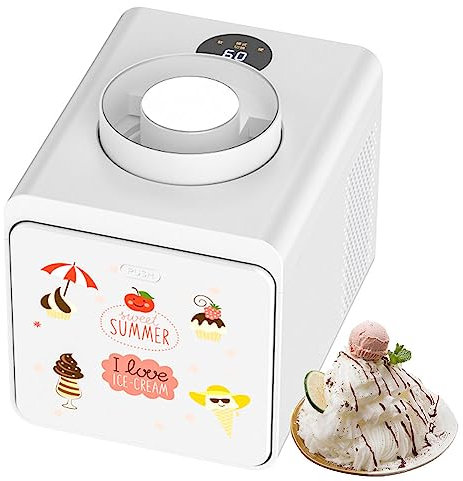 QUTBAG Sorbetière électrique, Sorbetière au Yaourt glacé 1L, Fonctionnement Rapide de 40 Minutes, Machine à Glace 120 W pour Faire de la crème glacée, Gelato, Sorbet, Yaourt glacé