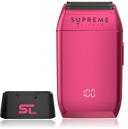 Supreme Trimmer Crunch STF602 - Rasoio elettrico da uomo, con durata di 150 minuti, impermeabile, per capelli corti o corti, uso barbiere, rosa