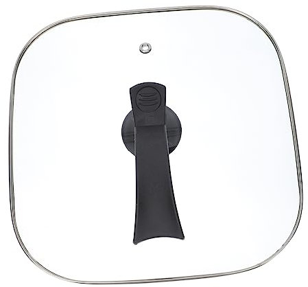 RORPOIR Wok Lid 30cm Square Glass Pot Cover, Multi-functional Home Vertical Pot Cover for Electric Frying Pans, Helps Prevent Cracking and Heat Conduction, Space-saving Kitchen Lid