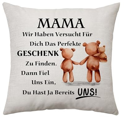 Aconesong Mama Kissenbezug - Geschenke für Weihnachten, Muttertag, Geburtstag von Tochter, Sohn und Kindern (Mama-Uns)