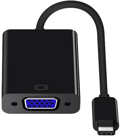 USB-C to VGA Adapter, USB 3.1 Type C Male to VGA Female Adapter Converter Monitor/Projector Cable, Compatible with Monitor Connector Laptop Tv Projector Mobile Phones HD. (Black)