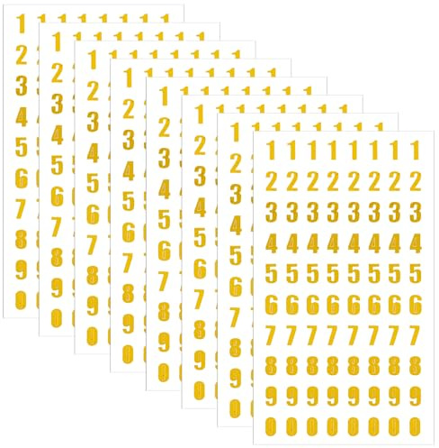 Teaaha 8 Blatt Gold Zahlen Aufkleber - 1-10 Glitter Number Stickers, Selbstklebend, Sparkle Tiny Klebezahlen für Geschenke, Scrapbooks, Grußkarten, DIY Kunst & Handwerk (Gold)