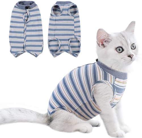 CITÉTOILE Body para Gatos Después de la Cirugía, Ropa Postoperatoria para Gatos para Heridas Abdominales, Traje de Recuperación, Ropa Después de la Cirugía, Azul, XS