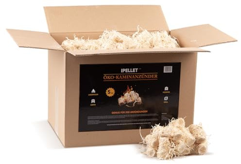 iPELLET 5 kg Eco Fireplace Lighter, Grill Lighter, Oven Lighter, Wood Wool Kindling Wool, Organic Lighting Wool, Ecological Wax Lighter for Fireplace, Oven, Grill & Fire Pit