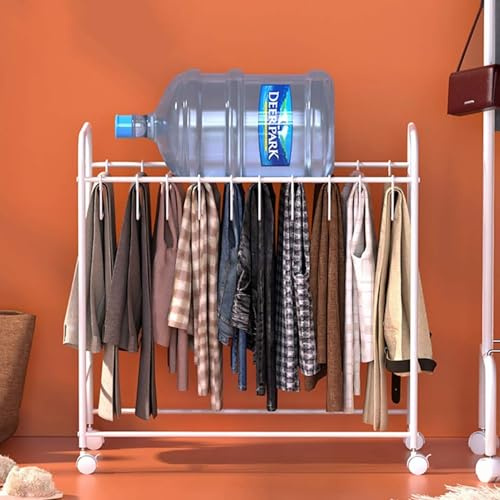 YUZDNM Porte-Pantalons sur Pied – Porte-Pantalons en Métal avec roulettes – Étagère De Rangement pour Draps, Foulards, Foulards en Soie, Porte-Serviettes sur Pied, Cintre Facile À Installer(Weiß)