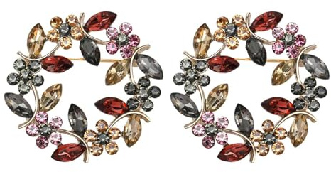 CWPFVQA Pack De 2 Broches De Flores, Broches Vintage, Broches Elegantes, Broches De Mujer De Moda, Broches De Vestir, Broches De Strass, Broches Decorativos