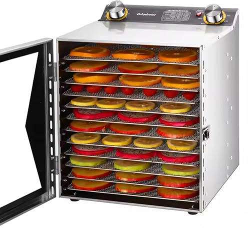 WaaYb Deshidratador de Alimentos Profesional, Secadora de Carne de 800 W, Secadora de Frutas de 30-90 °C para el hogar con bandejas extraíbles, Temporizador de 24 Horas, protección contra sobrecarga