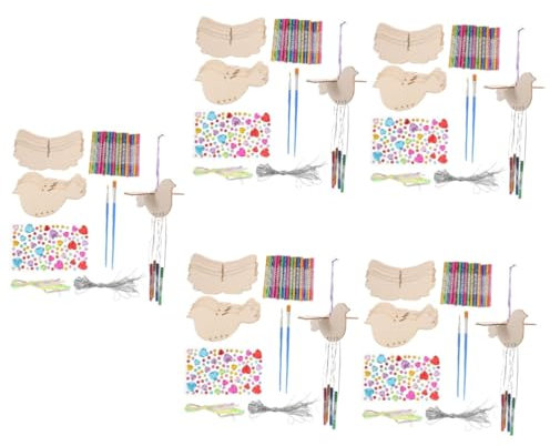 ifundom 5sätze DIY Windspiel Bastelset Für Junge Mädchen Kreatives Vogel Windspiel Kit Mit Malvorlagen Für Mädchen Dekorative Gartenaccessoires Für Partys Bastelbedarf Und Kreative