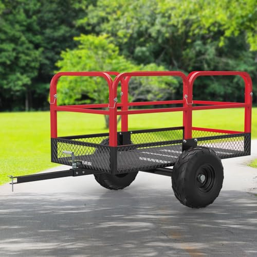 GarveeLife Utility Trailer, Heavy Duty ATV Trailer, 1700 LBS 17 Cubic Feet Lawn Mower Trailer, Yard Garden Trailer with Removable Sides, ATV Dump Trailers Pull Behind for Lawn Mower Tractor