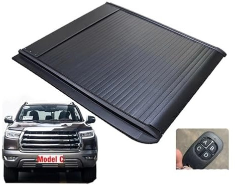YBDFCBF Kompatibel for Great Wall GWM POER Kingkong Pickup Truck Persenning Laderaumabdeckung Heckfachdeckel Verdickter Aluminium-Rollvorhang Push-Pull(Model Automatic)