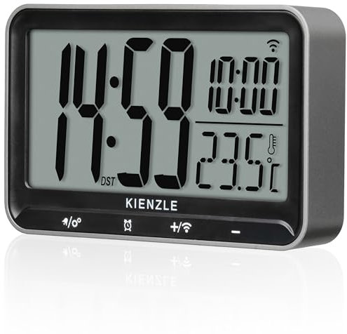 Kienzle Funkwecker digital 2 Weckzeiten Schlummerfunktion Temperaturanzeige großes Display Hintergrundbeleuchtung Touch Tasten