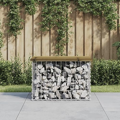 Lauuoeriau Banc de jardin Gabion 63 x 44 x 42 cm Bois imprégné Pin
