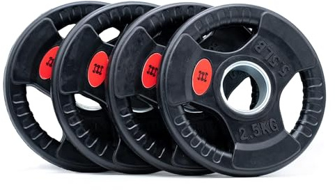 GYM DISTRICT Hantelscheiben 50mm - Fitness-Gewichte für jede 50mm-Olympia-Hantelstange - Gusseisen, gummiert, praktische Griffe - Ideale Trainingsgewichte für dein Home Gym - Verschiedene Gewichte…
