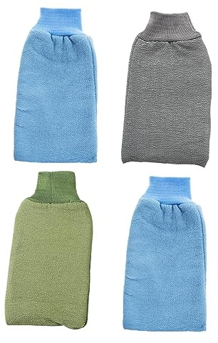 PACKOVE 4pcs Cotton Bathing Glove Shower Cleaning Glove Bathing Wrist Closure Design for Home Bathroom Random Color