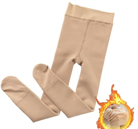Yeeteepot Mädchen Warm Strumpfhose Winter Gefüttert Leggings Kinder Einfarbig Strumpfhosen Weiche Leggings Thermo Verdicken Hose Strümpfe A-Braun Verdickt XL