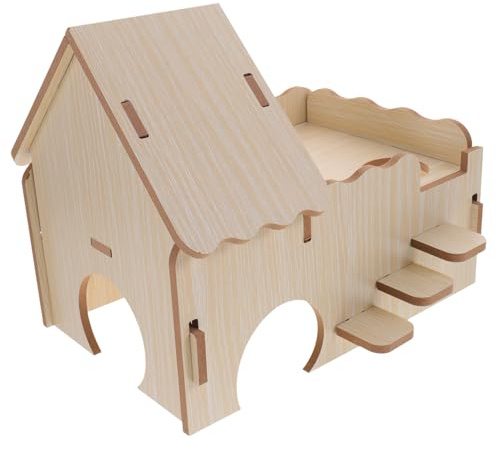 TOYANDONA Maison en Bois Naturelle pour Cochons d'Inde Et Hamsters, Cachette Sécurisée Multifonctionnelle, Grand Format, Habitat Confortable pour Petits Animaux De Compagnie