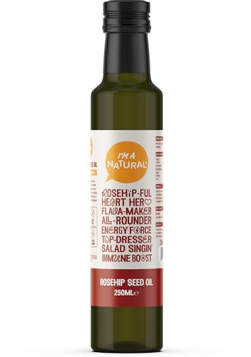 I'm A Natural Rosehip Seed Oil 250ml | Edible Food Grade | Cold-Pressed & Unrefined | Light Fruity Taste | for Dressings & Finishing | Glass Bottle | Vegan