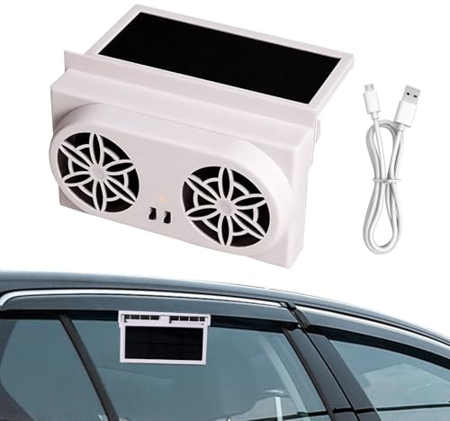 Car Window Fan Solar Powered,Cooling Solar Powered Car Ventilator - Rechargeable Portable Ventilator with Cooling Function for RV Truck Outdoor Travel