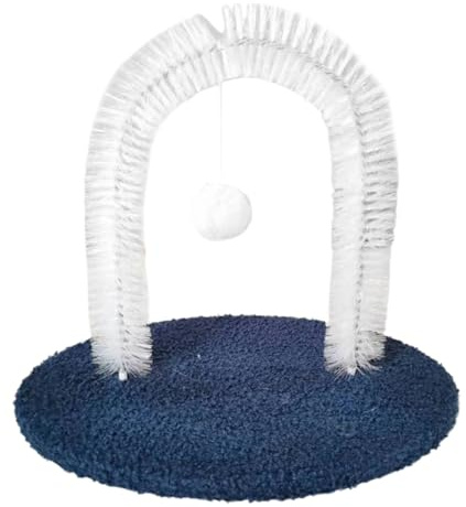 Katzen Selbstpflege-Bogen mit Kratzpad & Bürste - Haarentferner Massage-Spielzeug für Möbelschutz, Anti-Rutsch Basis, ca. 35x25x33cm