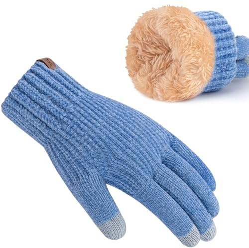 Bequemer Laden Mujeres Invierno Guantes Tactiles Termicos Chenilla Doble Forro Guantes de Punto para Clima Frío Regalo Mujer