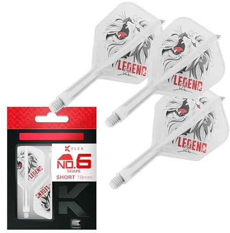 Target Japan K Flex Sistema de Plumas y Astillas para Dardos, No.6 | Paquete de 3 Kflex All In One Flight, Blanco Accesorios para Dardos Paul LIM | Varilla para Dardos K-Flex - Corto (19mm)