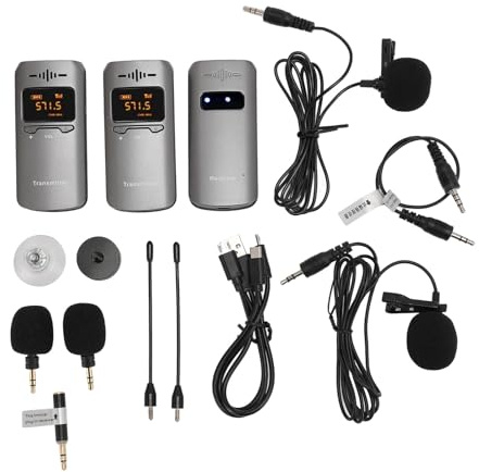 Pilipane di microfono lavalier wireless professionale UHF Micro -canale a doppio canale Microfonante con il monitoraggio in tempo reale del suono ad alta fedeltà per le presentazioni di