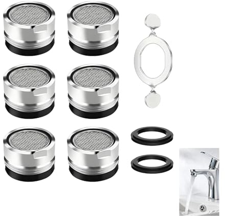 6 Piezas Aireador Grifo Cocina M24, Aireador Grifo Lavabo, Filtro Grifo Cocina, Juego de Filtro con Acero Inoxidable y ABS, Ahorro de Agua y Filtración Efectiva, para Cocina y BañO
