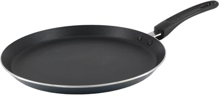 FestiCook Crêpière 26 cm en Aluminium Antiadhésif – Compatible Tous Feux dont Induction – Poêle à Crêpes avec Spatule en Bois (Bleu)