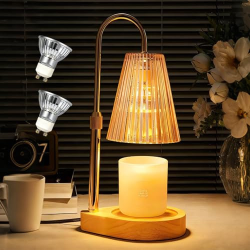 Nvsteca Candle Warmer Lamp with Timer & Dimmer,Height Adjustable Flameless Candle Lamps,Candle Heater Lamp with 2 Bulbs,Gift for Women,Christmas, Birthday