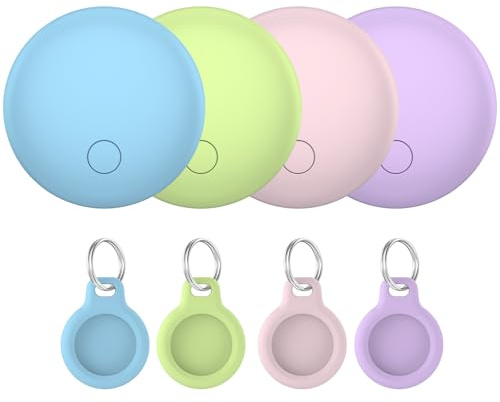 Bluetooth Schlüsselfinder 4er Pack, Smart Tag Kompatibel mit Apple Wo ist APP(nur iOS), Air Tracker Tag für Schlüssel/Gepäck/Koffer/Brieftasche, IP68 Wasserdicht, Austauschbarer Akku