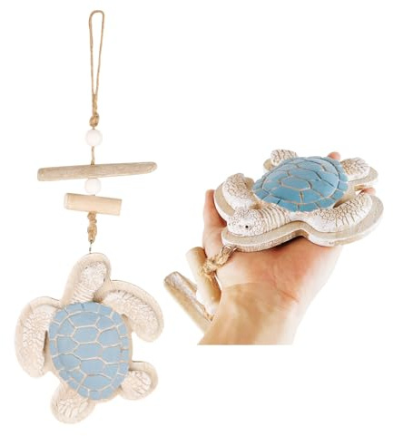 BigKego Holz Schildkröte Hängedeko Maritime Anhänger | Nautische Deko, Wandkunst, Meeresschildkröte Dekoration, Holz Ornamente zum Aufhängen