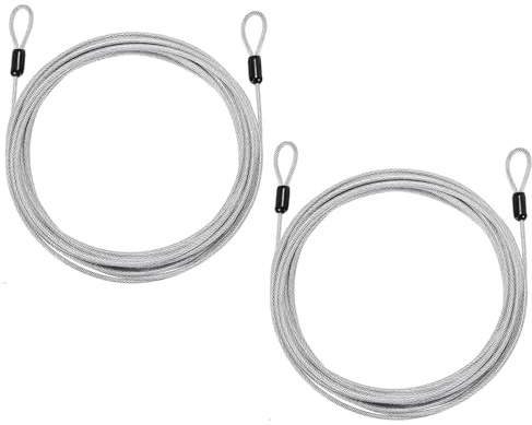 PATIKIL Câble antivol de sécurité (0,3 cm de diamètre, 10 m, capacité de charge de 49,9 kg, argent) (2 pièces) en acier inoxydable avec revêtement en vinyle à double boucles, câble de sécurité