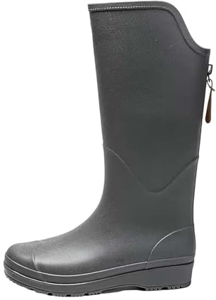 Stivali di gomma da donna verdi, stivali da pioggia alti con chiusura lampo, stivali da pioggia, stivali in gomma, stivali da trekking, stivali da pesca, stivali da pioggia, grigio., 42 EU