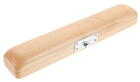 Tofficu Portable Flute Head Storage Box Made of Sturdy Maple Wood with Khaki Finish, Practical Flute Head Protector Case for Secure Instrument Storage and Transport