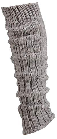 krautwear® Damen Mädchen 1 Paar Beinwärmer Stulpen Legwarmers Grobstrickstulpen mit Alpakawolle Alpaka Flauschig ca. 40cm 80er Schwarz Weiß Grau Beige (taupe)