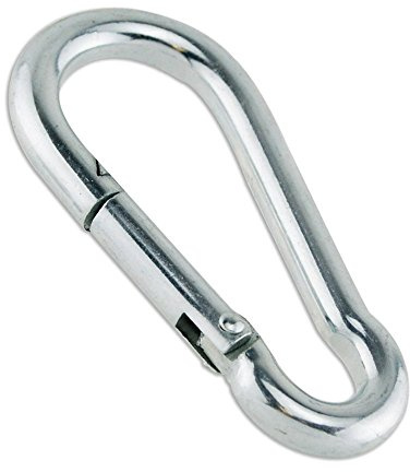 Constrabo® | 5x carabiner 90 x 9 mm | DIN 5299 C norm | Galvanised steel carbine hook with 250 kg load capacity | Spring-loaded closure with a snap hook | Spring hooks, hardware store karabiner clip
