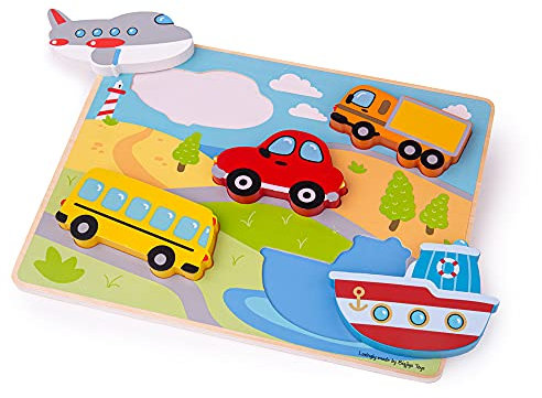 Bigjigs Toys Robustes Steckpuzzle (Transport)