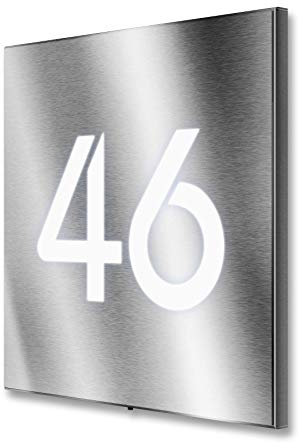 Metzler Hausnummer Edelstahl LED beleuchtet quadratisch Maße: 20 x 20 cm