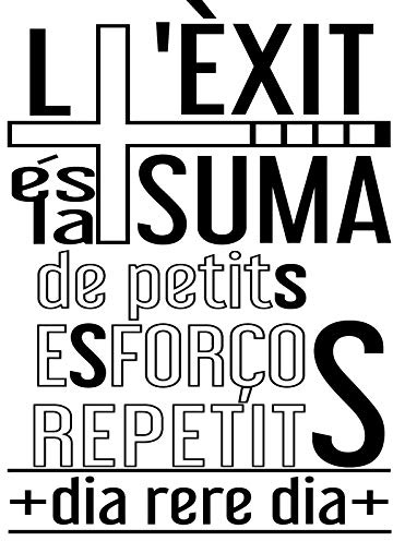 Docliick® Vinilo de pared decorativo en Catalán L'ÈXIT ÉS LA SUMA DE PETITS.. Pegatinas de pared decorativa de frases celebres.Vinilo decorativo decoración hogar Docliick DC-145-CAT