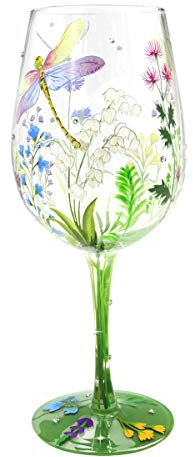 NymphFable Weingläser Bunt Libellen Blumen Rotweingläser 15 oz Neuheit Geschenk für Geburtstage, Hochzeiten, Valentinstag