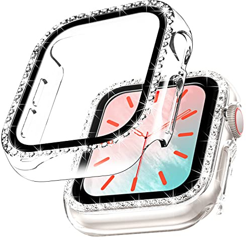TOCOL 2 Stück Hülle für Apple Watch SE 3/2/1(2025/2022/2020)/ Series 6 5 4 Case mit Schutzfolie 40 mm, HD Bläschenfrei, Kratzfestes Case für iWatch SE 3/2/1, Series 6/5/4 40mm, Transparent