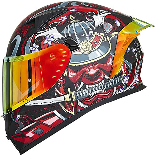 ILM Casco Moto Integrale per Uomo e Donna-Casco Moto con 2 Visiere Compatibile con Pinlock Trasparente e Colorato-Casco Motocross Street Bike ECE Modello Z501,Armor Red,M