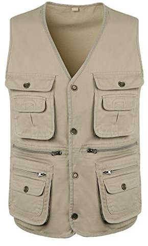 KTWOLEN Herren Funktionsweste Jagdweste Ärmellos Jacke Hunde Trainingsweste Sommer Outdoor Anglerweste Safari Weste mit vielen taschen, Beige, M