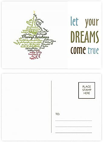 Weihnachtlicher Weihnachtsbaum-Postkarten-Set mit Aufschrift Dream Come True, 20 Stück
