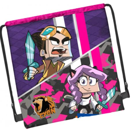 Bolsa Lyon Gamer fucsia para deporte y tiempo libre 40 x 30 cm + llavero globo globo globo luminoso y bolígrafo de colores