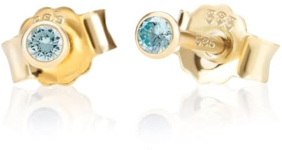 NKlaus Paar 2,5mm 585 Gelb Gold 14 K Ohrstecker Zirkon Butterfly Verschluss Damen Mädchen